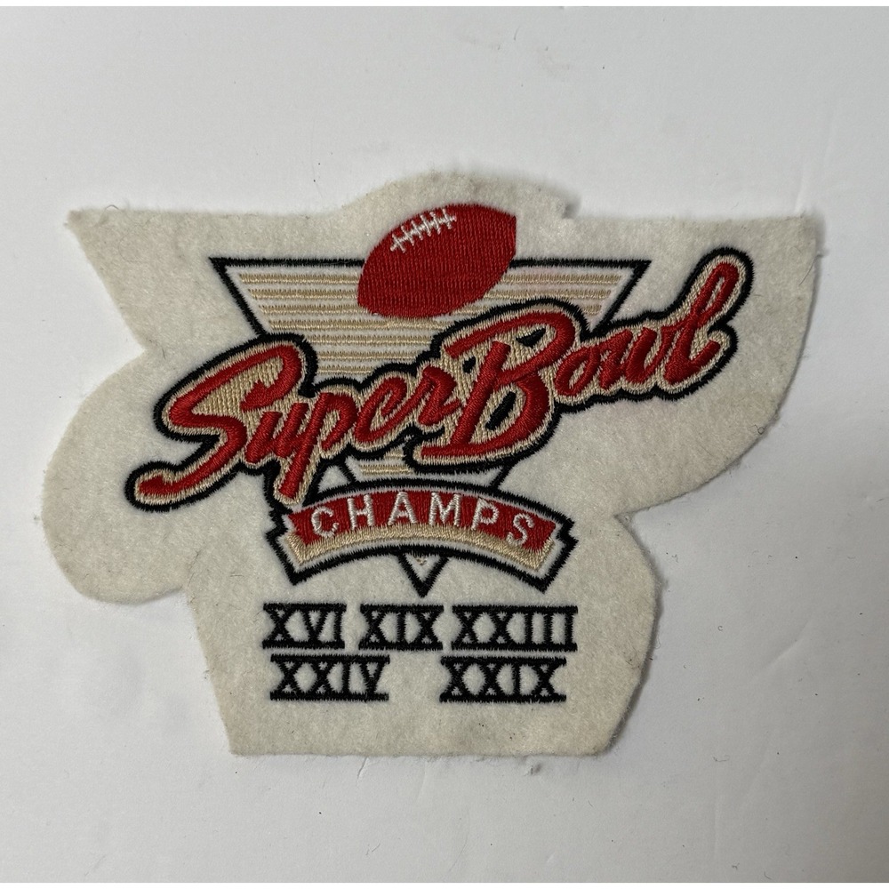 Vintage Super‎ Bowl Felt Patch Football Champs XVI XIX XXIII XXIV  XXIX Red Gold